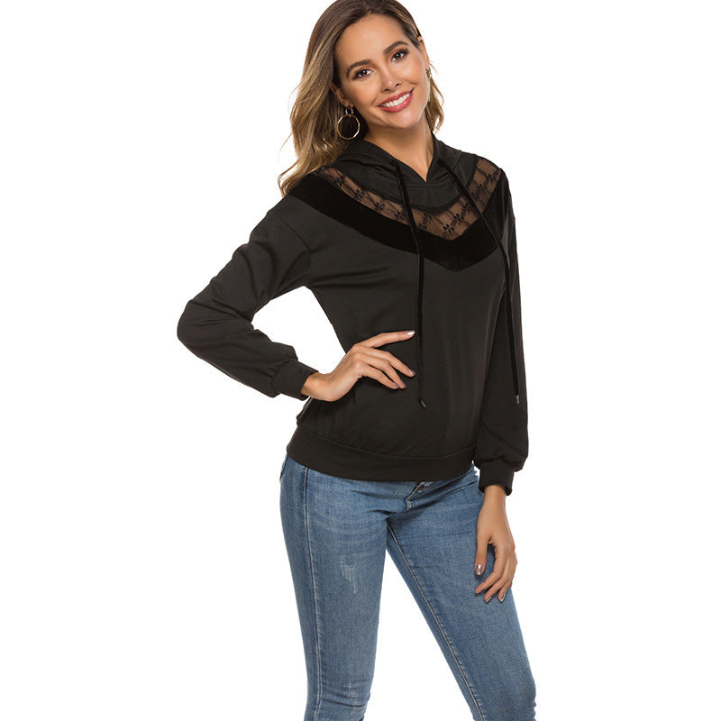 Autumn New Long Sleeve Hooded Sweater Women's Drawstring Coat