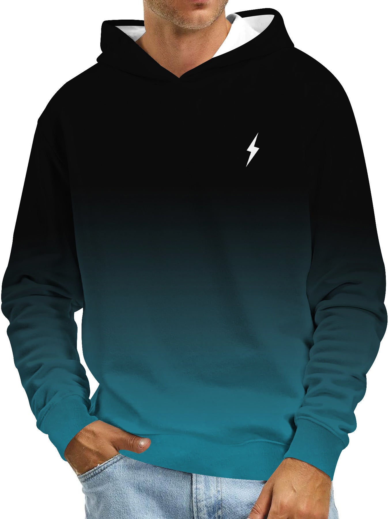 Digital Printing Without Pocket Trendy Pullover Hooded Sweater For Men