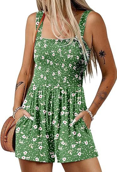 Flower Print Shorts Jumpsuit Summer Fashion Sleeveless Beach Bodysuit