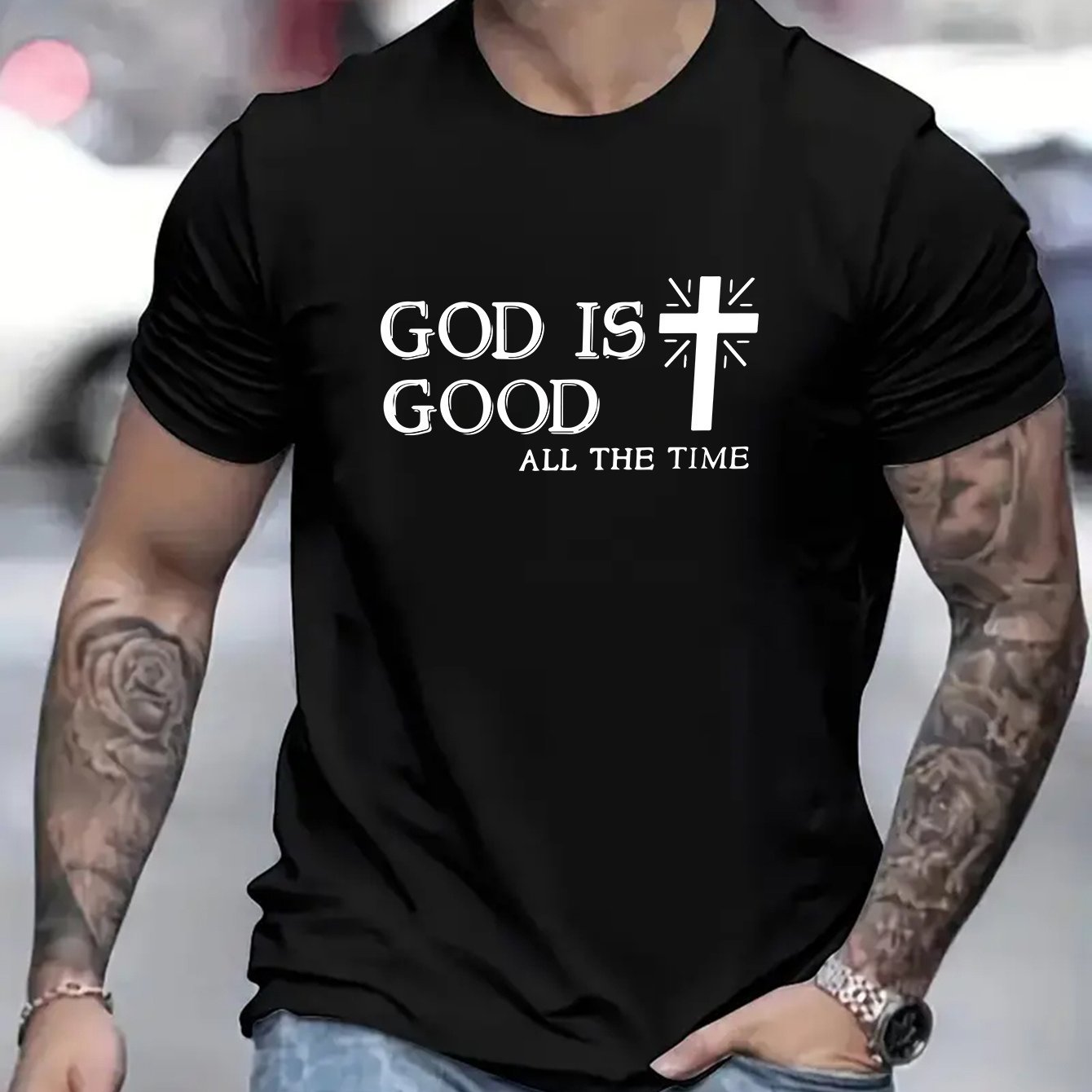 God's Grace Printed T-shirt, Men's T-shirt, Summer Casual Short Sleeved T-shirt