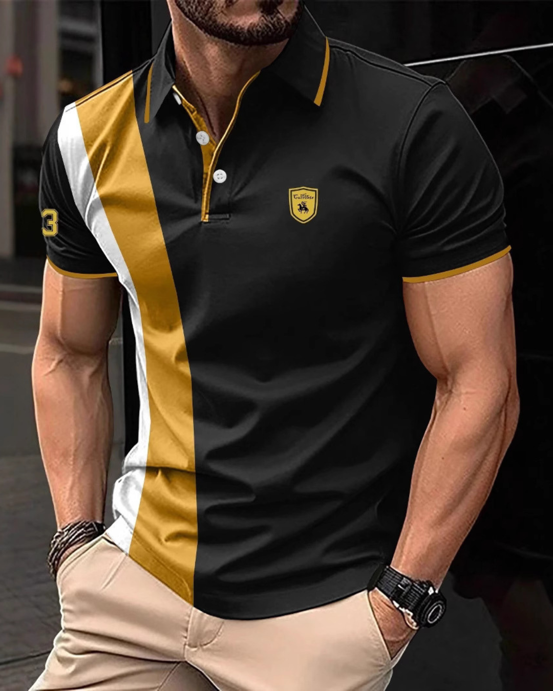 Men's 3D Printing Digital Printed Polo Shirt Short Sleeve