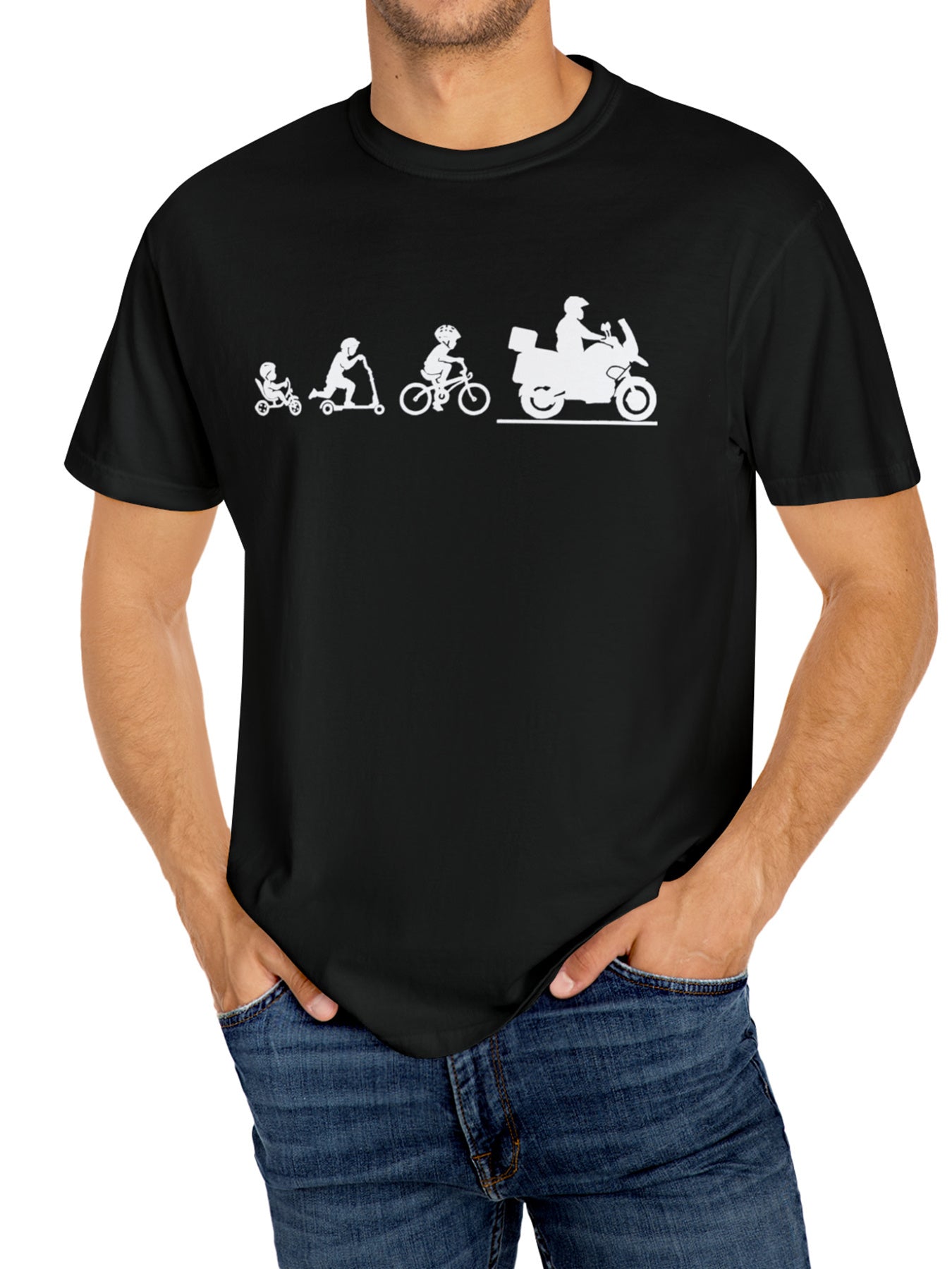 Men's Fashionable Motorcycle Printed Sports T-shirt, Summer Casual Elastic Round Neck T-shirt