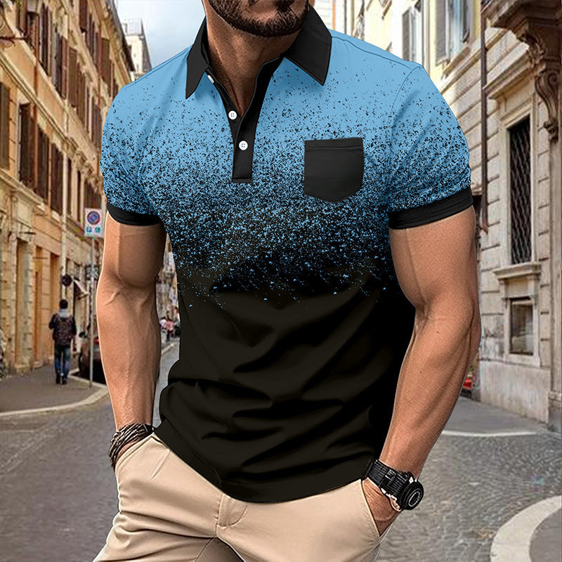 Men's Printing Dots Gradient Polo Shirt