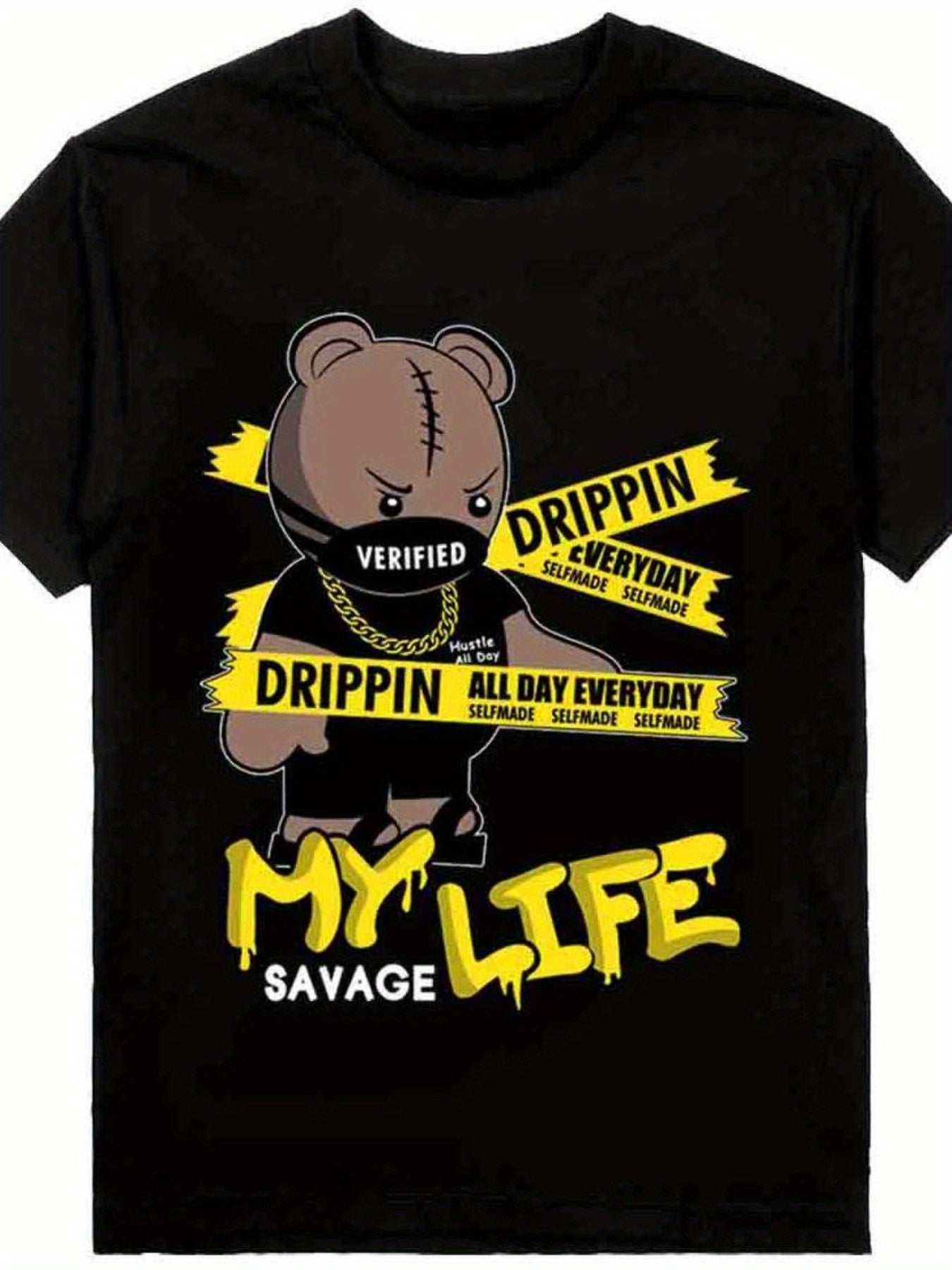 Dripping Water Life Savage Men's Fashion Printed T-shirt Summer Card Clothing T-shirt