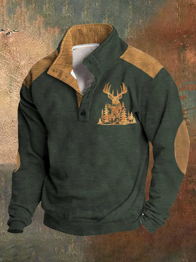 3d Digital Printing Loose Four-button Long-sleeved Sweater