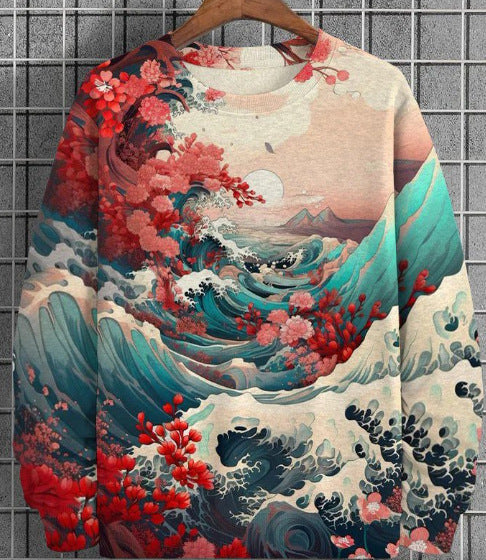 Women's 3d Digital Printing Casual Round Neck Pullover Sweater