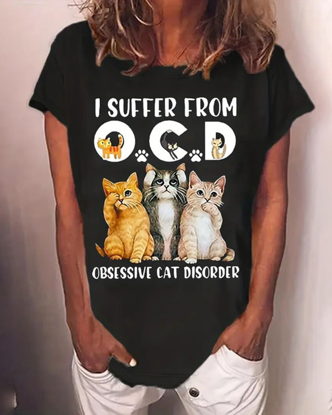 Women's Cute Cat Graphic T-Shirt Casual Crewneck Short Sleeve Summer Top For Cat Lovers And Everyday Wear