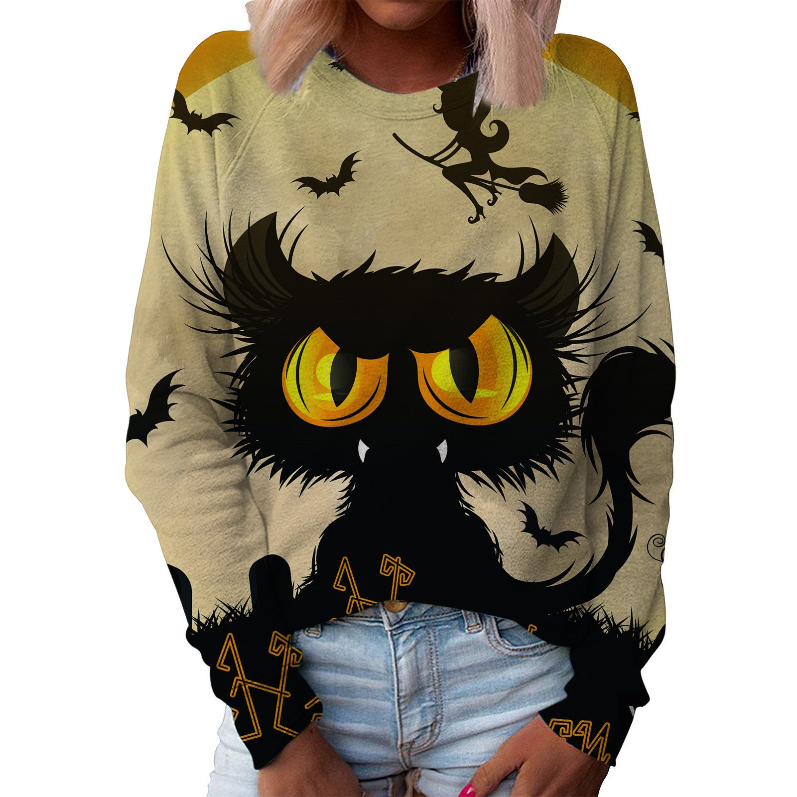 Women's Top Halloween Main Body Printed Round Neck