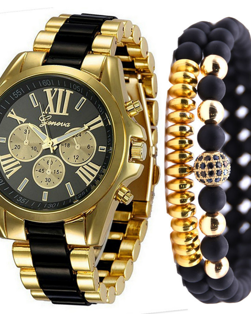 Fashion Simple Fake Three-eye Steel Belt Quartz Watch