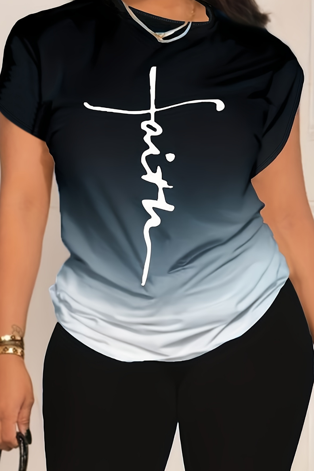 Women's Plus Size Letter Printed T-shirt