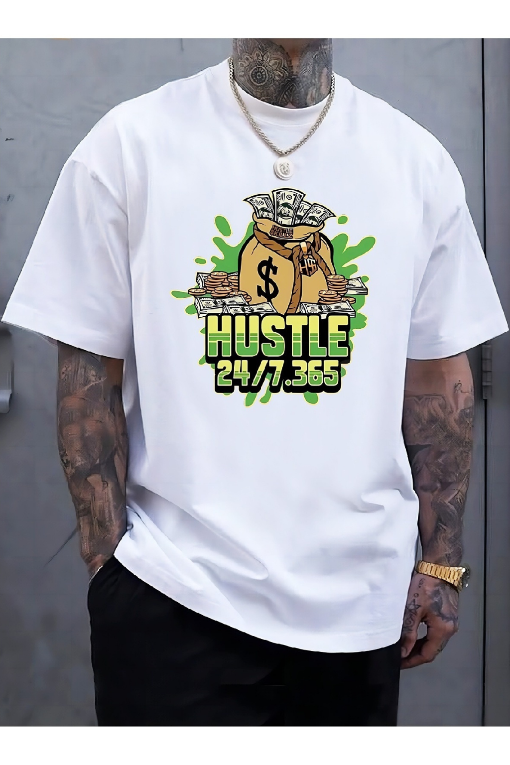 White Tshirt Men Trendy Print Loose Casual Summer Fashion Personality Street HipHop Brand