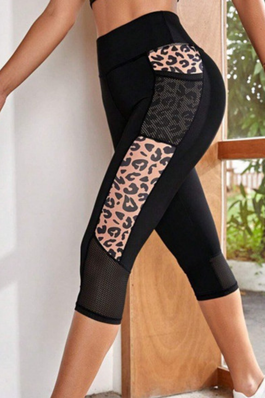 Female Leopard Splicing High Waist Yoga Pants