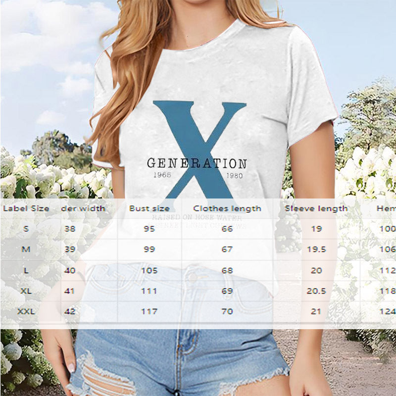 Women's Casual Short Sleeve Tee - Summer Round Neck Letter Print Top