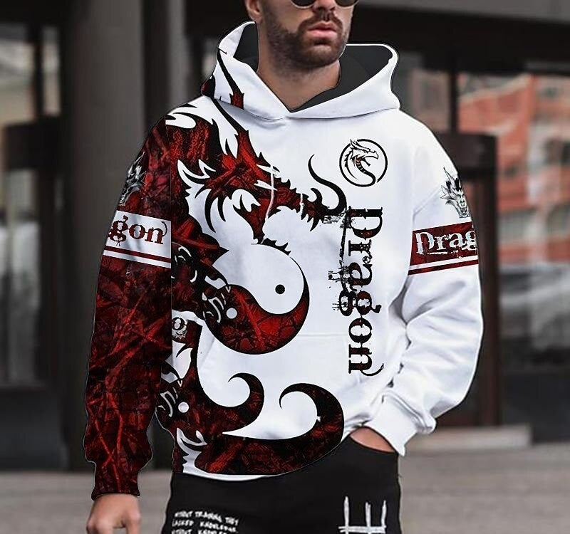 Spring 3D Printed Hooded Long Sleeve Sweater