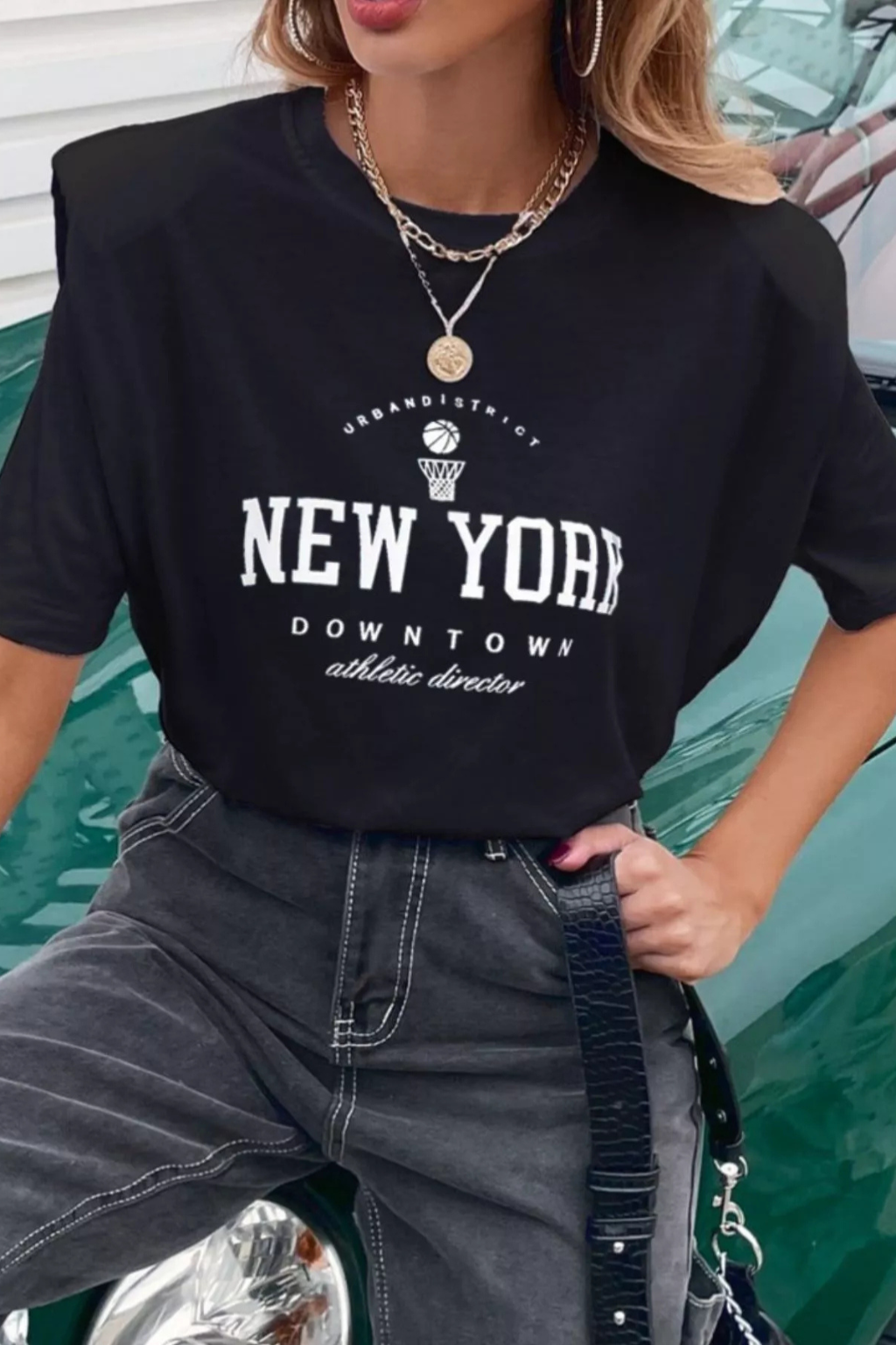 Letter Round Neck Half Sleeve T-Shirt