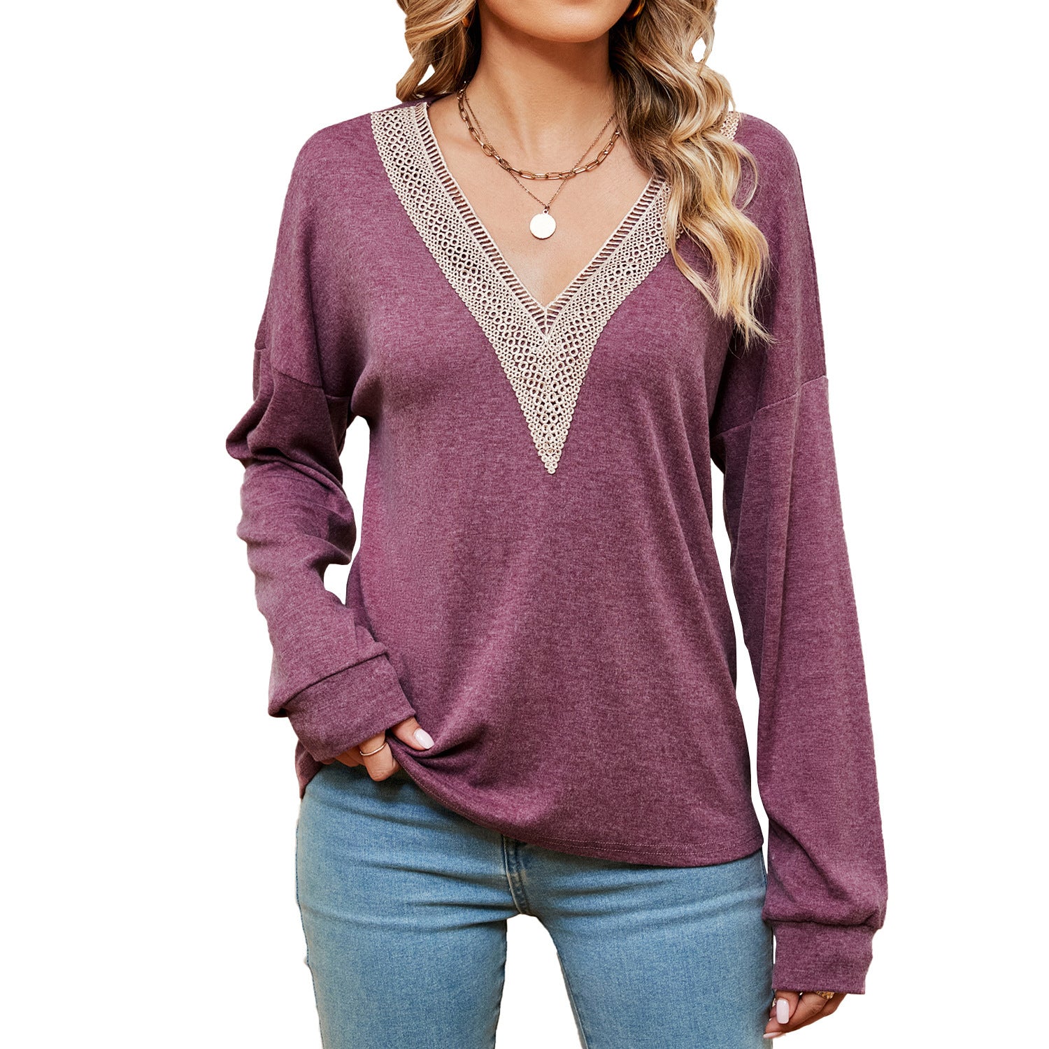 Women's Fashion Color Contrast Loose-fitting T-shirt Top