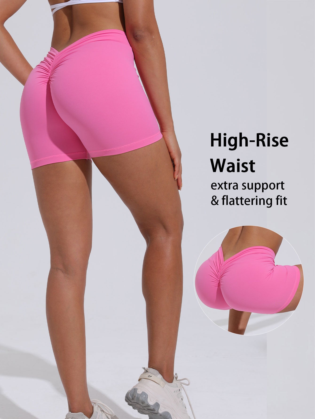 High-waisted Butt-lifting Women's Sports Yoga Shorts, Women's Butt Lifting Shorts High Waist Tummy Control Yoga Shorts Ruched Booty Workout Short Leggings