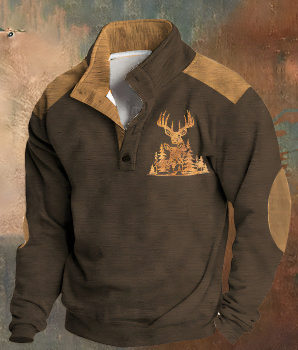 3d Digital Printing Loose Four-button Long-sleeved Sweater