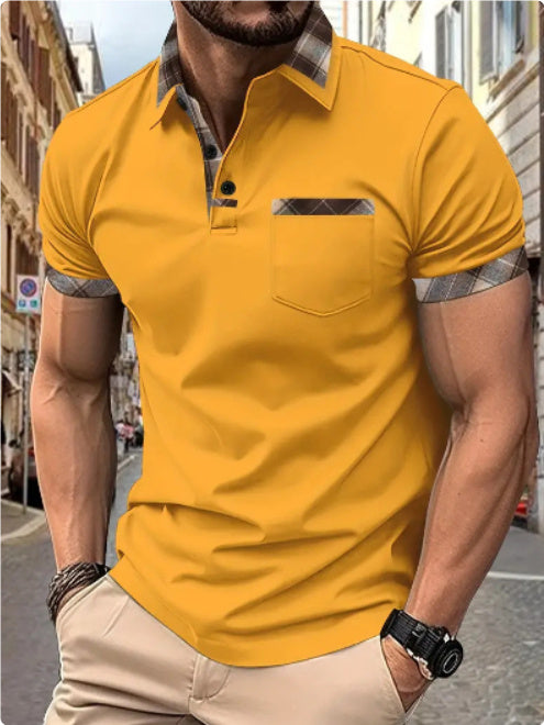 American Ins Color Matching Plaid Short Sleeve Sports Polo Shirts