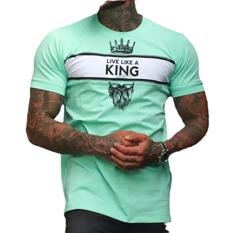 Men's Casual 3D Digital Printed Round Neck Short Sleeved Shirt