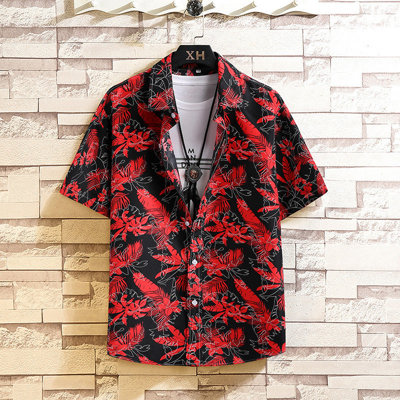 Shirt Printed Men's Short Sleeve Shirt Shorts Suit