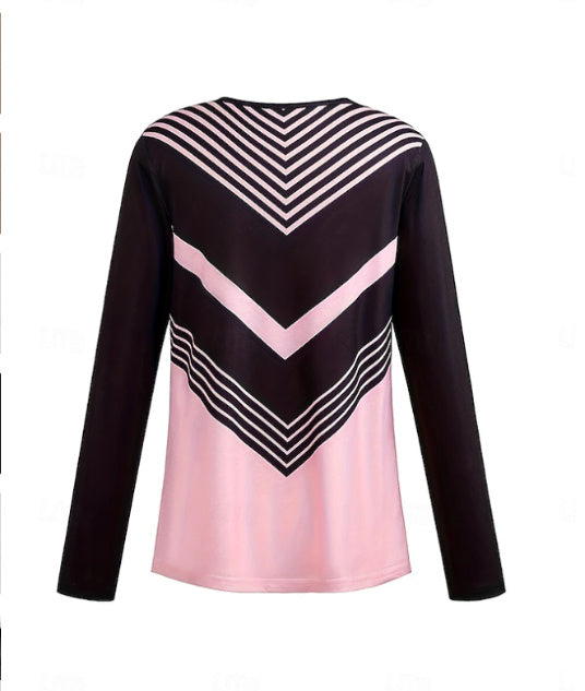 Women's Graphic Striped Stylish Classic Long Sleeve Top
