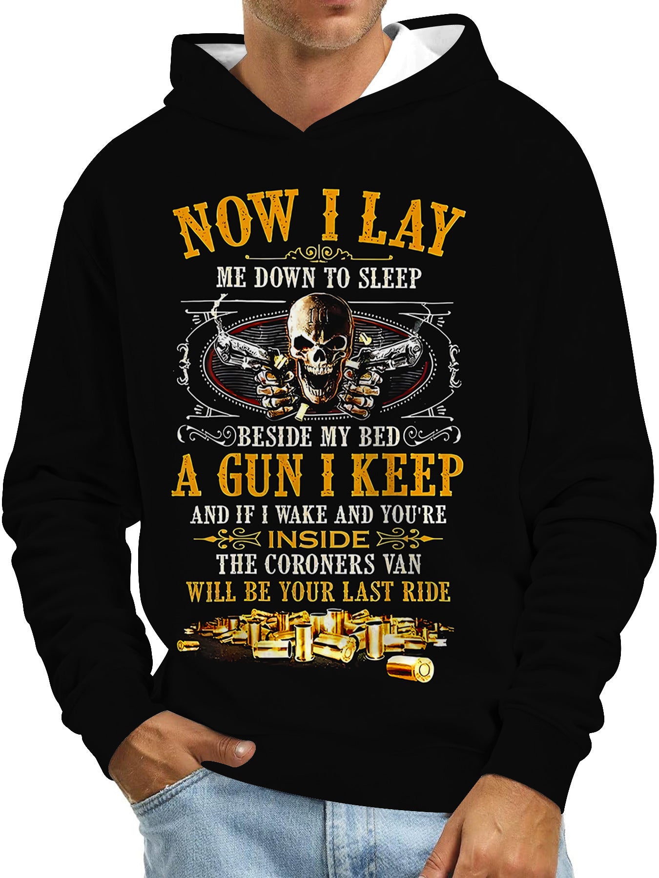 Digital Printing Without Pocket Trendy Pullover Hooded Sweater For Men