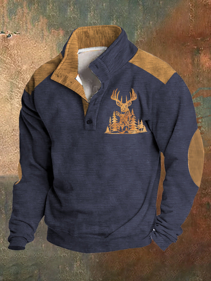 3d Digital Printing Loose Four-button Long-sleeved Sweater