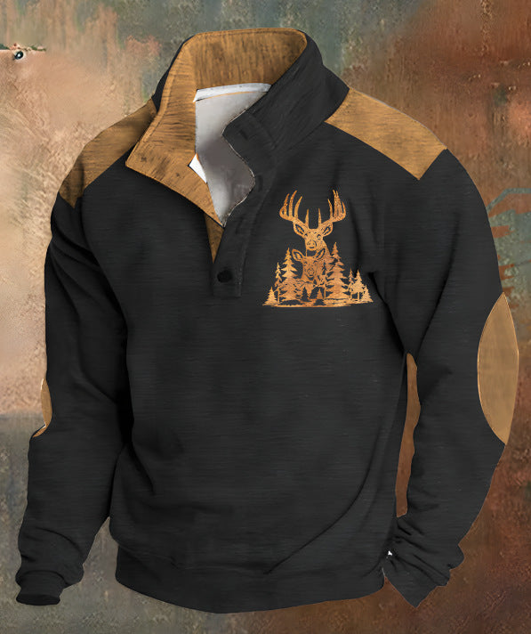 3d Digital Printing Loose Four-button Long-sleeved Sweater