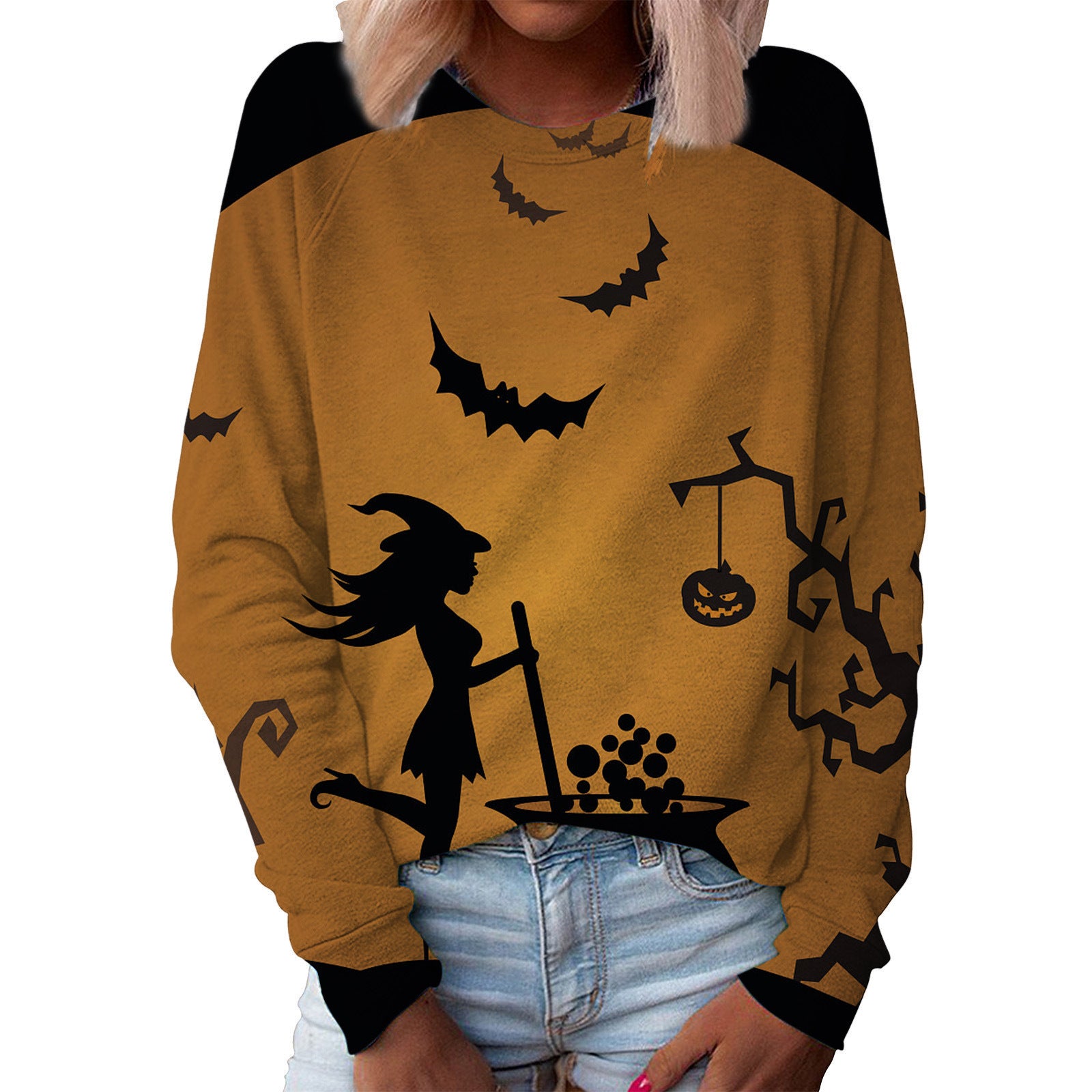 Women's Top Halloween Main Body Printed Round Neck