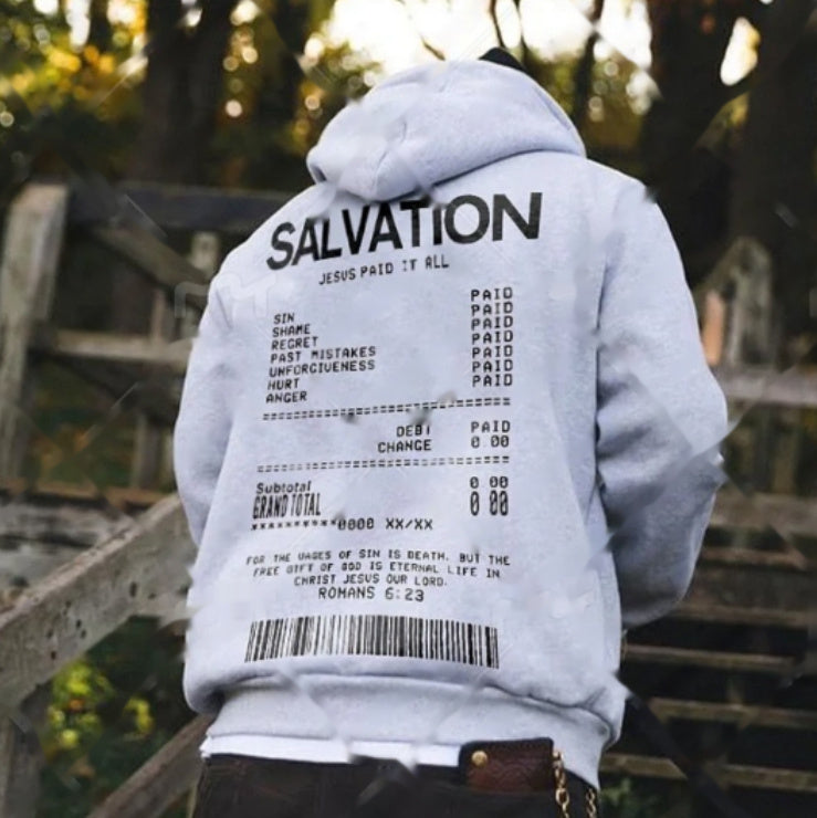 Receipt Printed Graphic Hoodie Sweater Men