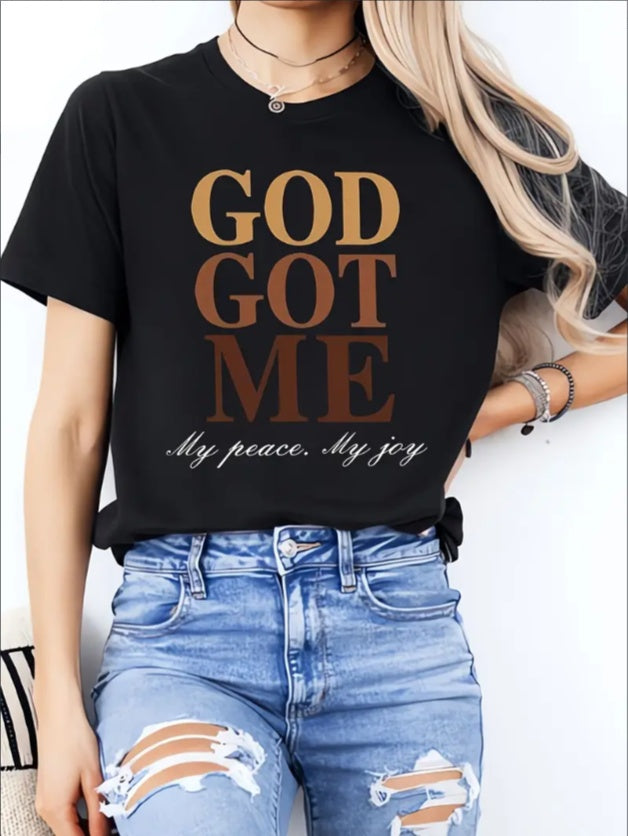 GOD GOT ME Ladies' Casual Loose Short Sleeves, T-Shirts, Basic Tops, Unique Rest, Holiday Gifts Are Preferred, Suitable For Women'S Wear In Spring And Summer, Teenagers And Girls