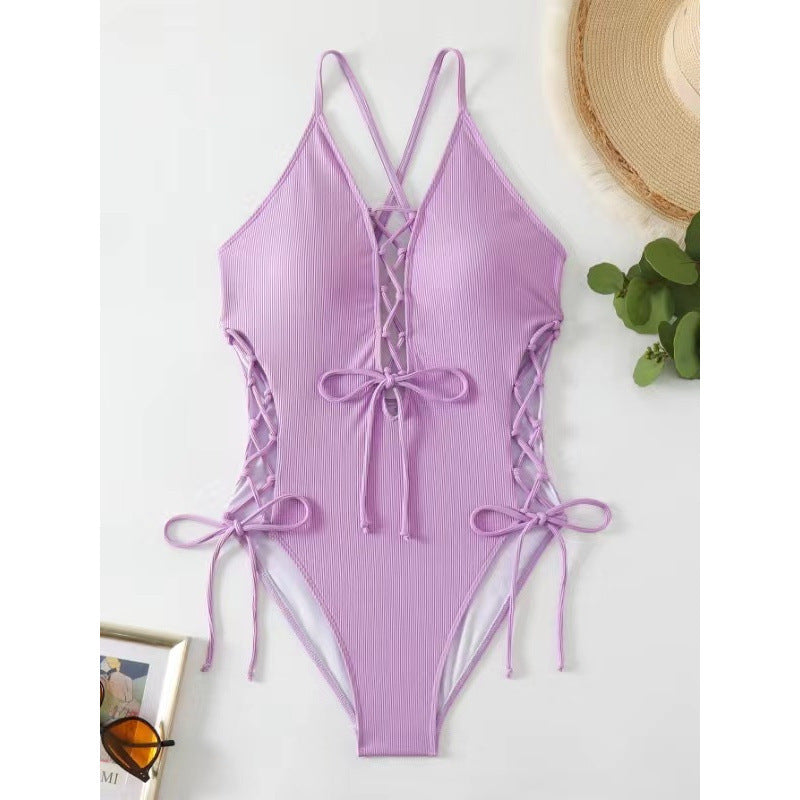 European And American Sexy Backless Siamese Bikini Swimsuit