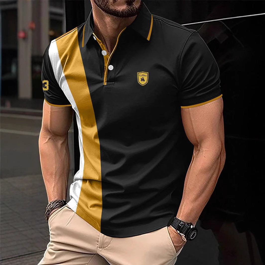 Men's 3D Printing Digital Printed Polo Shirt Short Sleeve
