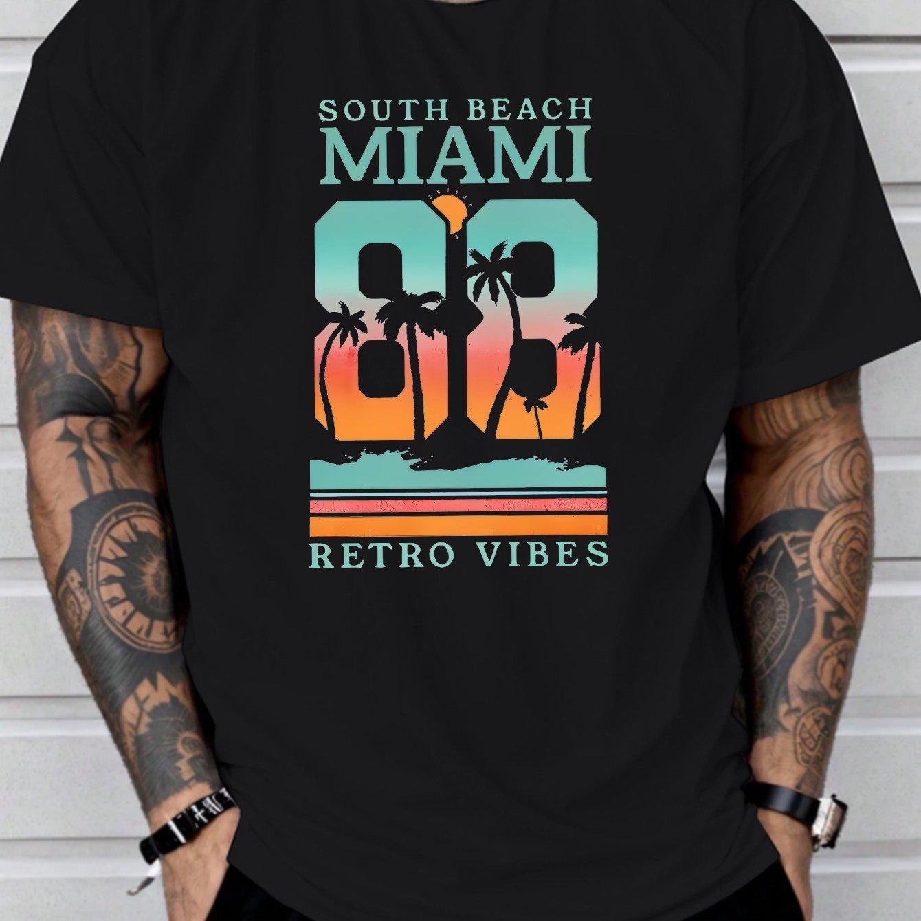 Miami South Beach Redovis Printed T-shirt, Men's T-shirt, Summer Casual Short Sleeved T-shirt