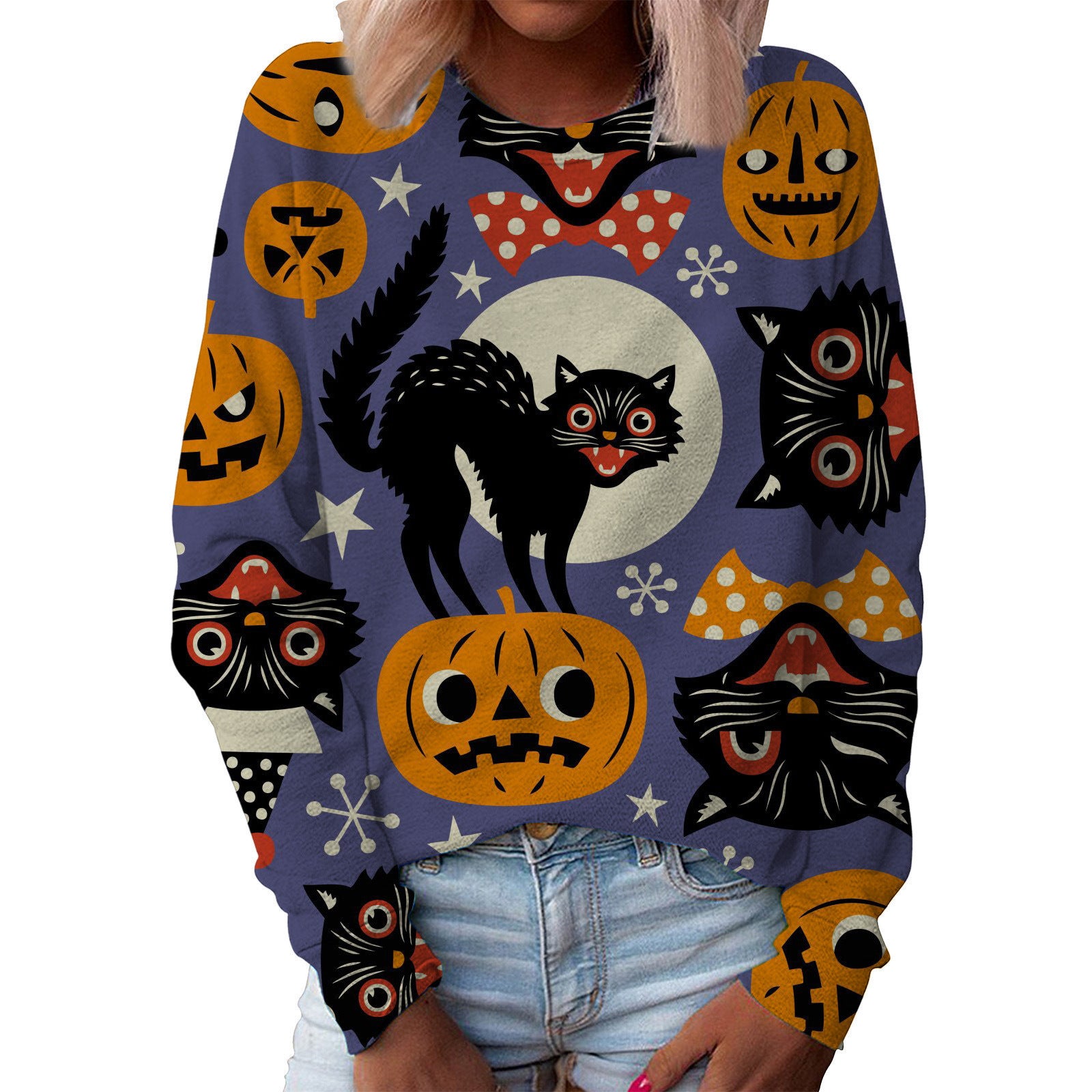 Women's Top Halloween Main Body Printed Round Neck