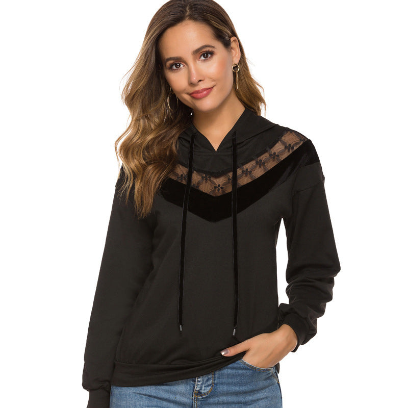 Autumn New Long Sleeve Hooded Sweater Women's Drawstring Coat