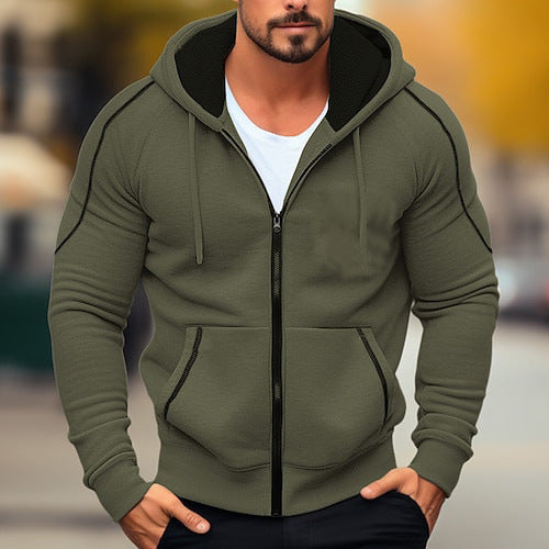 Simple Trendy Casual Loose-fitting Hoodie Zipper Jacket