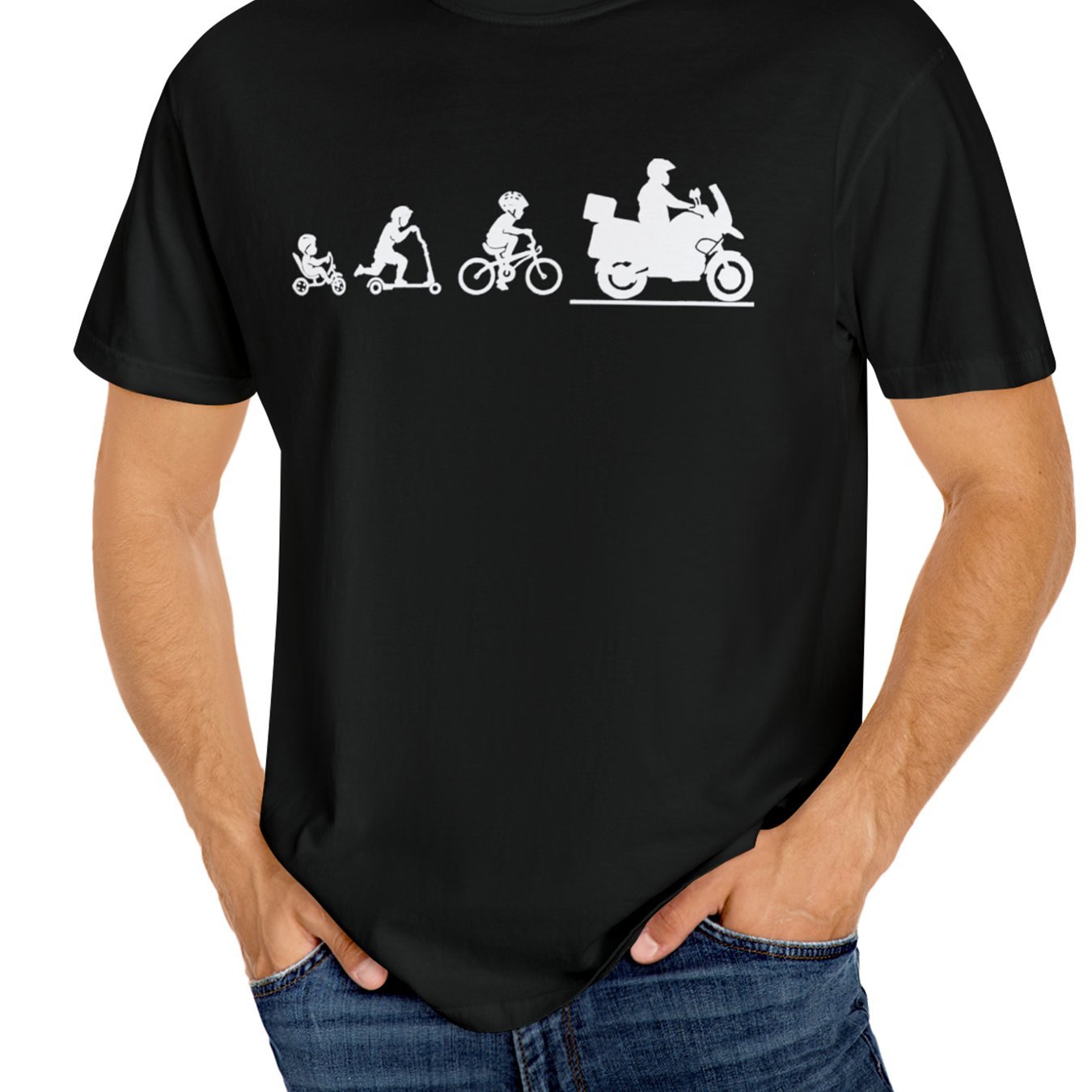 Men's Fashionable Motorcycle Printed Sports T-shirt, Summer Casual Elastic Round Neck T-shirt