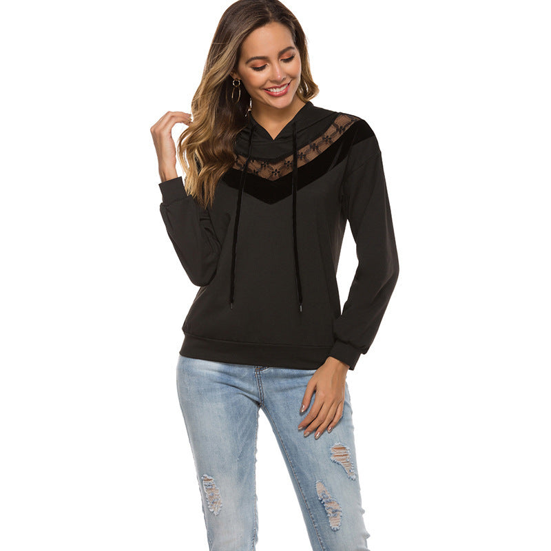 Autumn New Long Sleeve Hooded Sweater Women's Drawstring Coat