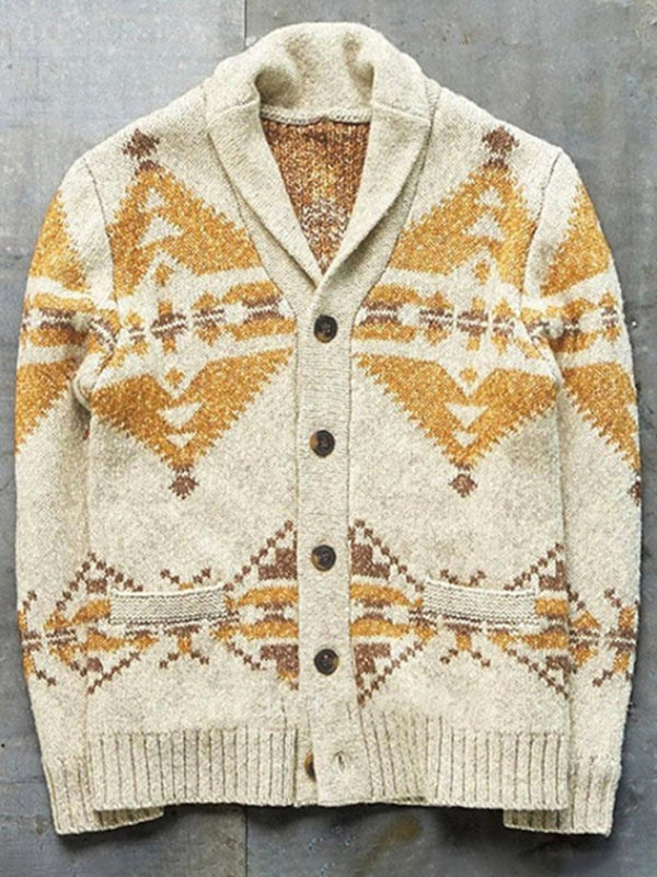 Men's Ethnic Pattern Knit Cardigan