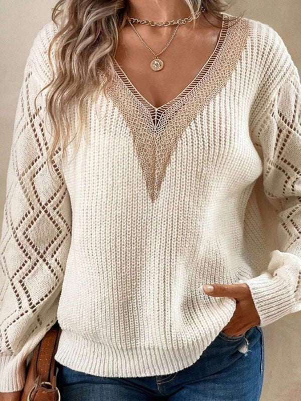 V-neck loose casual pullover women's sweater