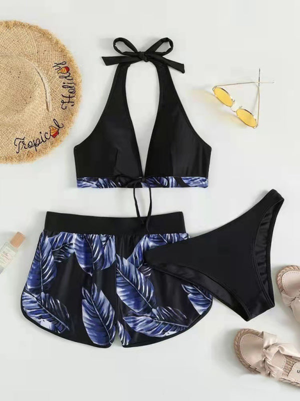 New fashionable multi-color printed sexy bikini three-piece set