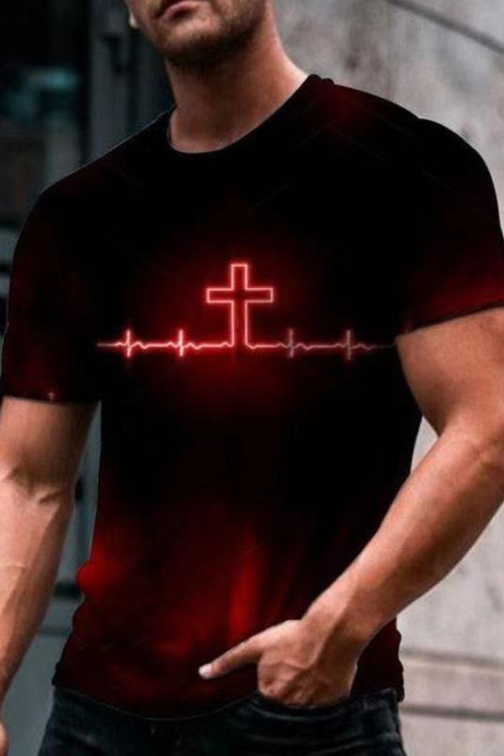 Men's Color Matching 3D Graphic Print Short Sleeves